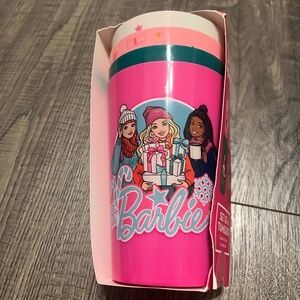 Barbie Drink Tumbler Set of.4 Christmas Designs BRAND NEW
